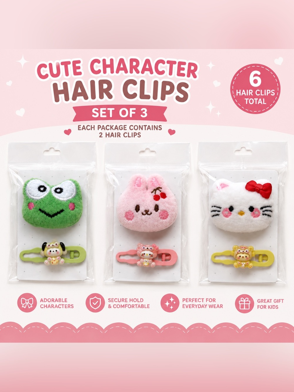 Hello Kitty & Friends Hair Clips - Brand New